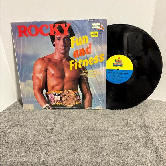1983 Rocky Fun And Fitness w/ Poster - Kid Stuff LP Vinyl Record - John Braden - Picture 1 of 6